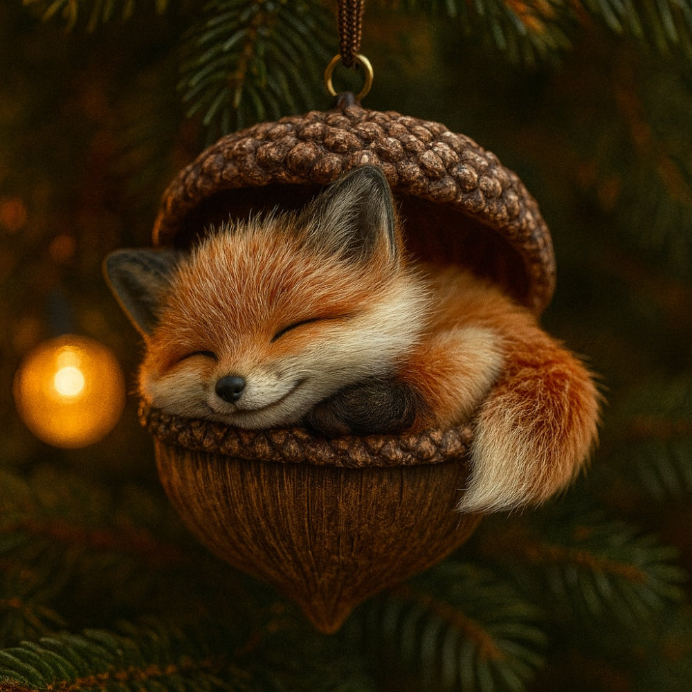 Forest Animal Christmas Ornaments Acorn Tree Decorations in Six Character Designs