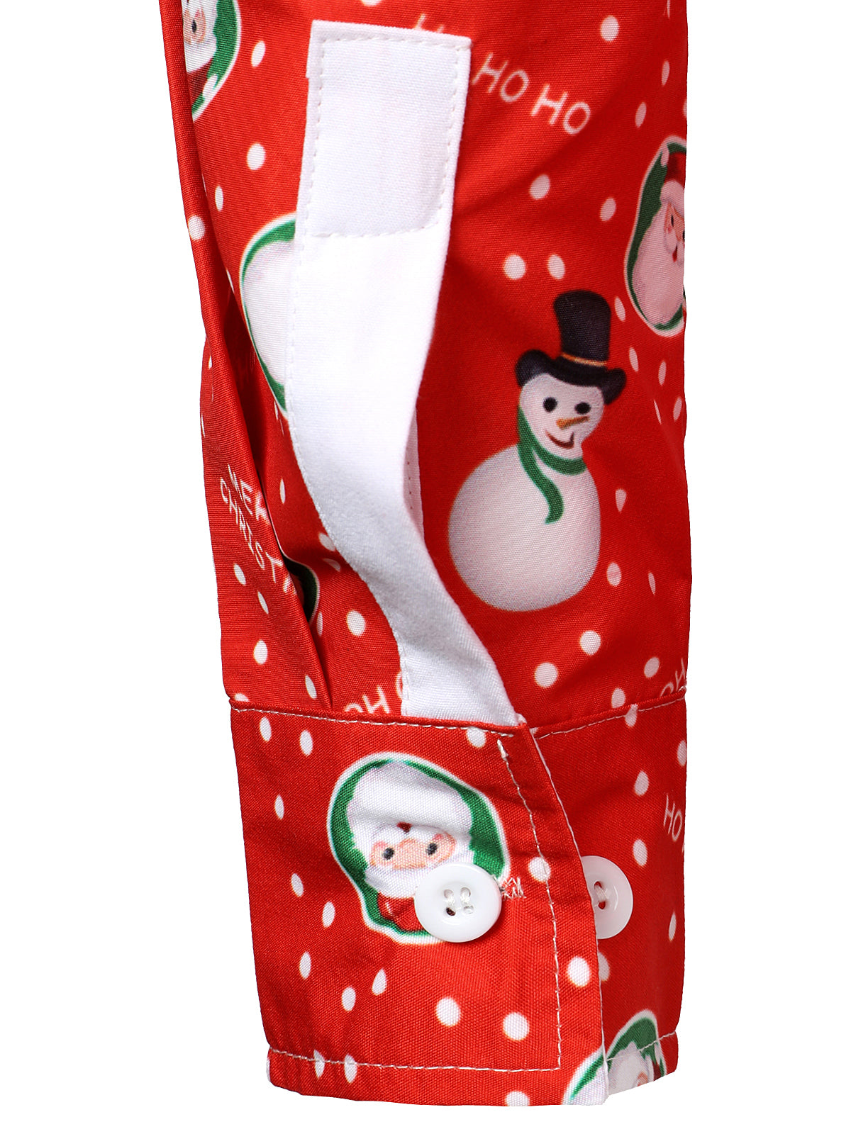 Christmas Snowman and Santa Print Shirt Red Long Sleeve Button Front for Men