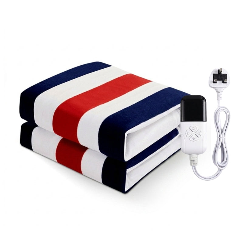 Heated Blanket for Sofa and Bed with Plaid Design and Adjustable Temperature Control