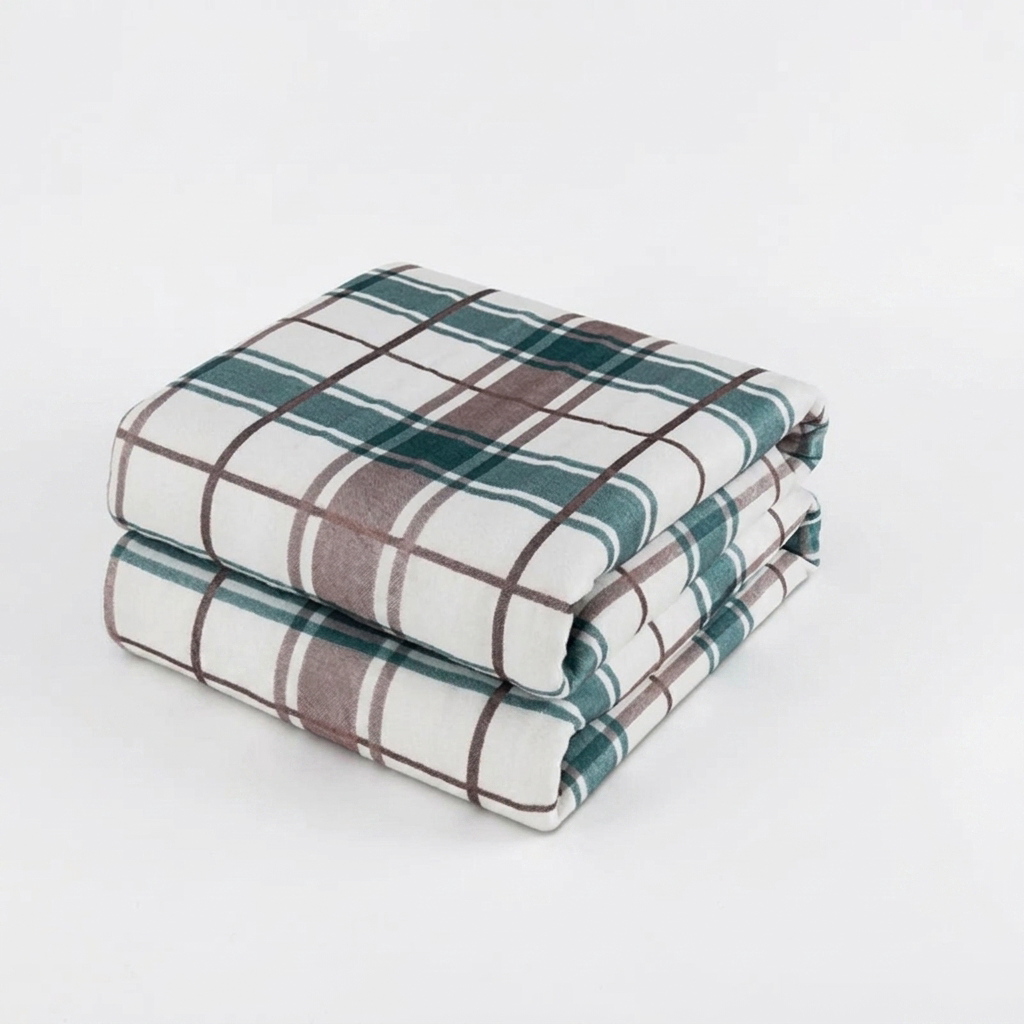 Heated Blanket for Sofa and Bed with Plaid Design and Adjustable Temperature Control