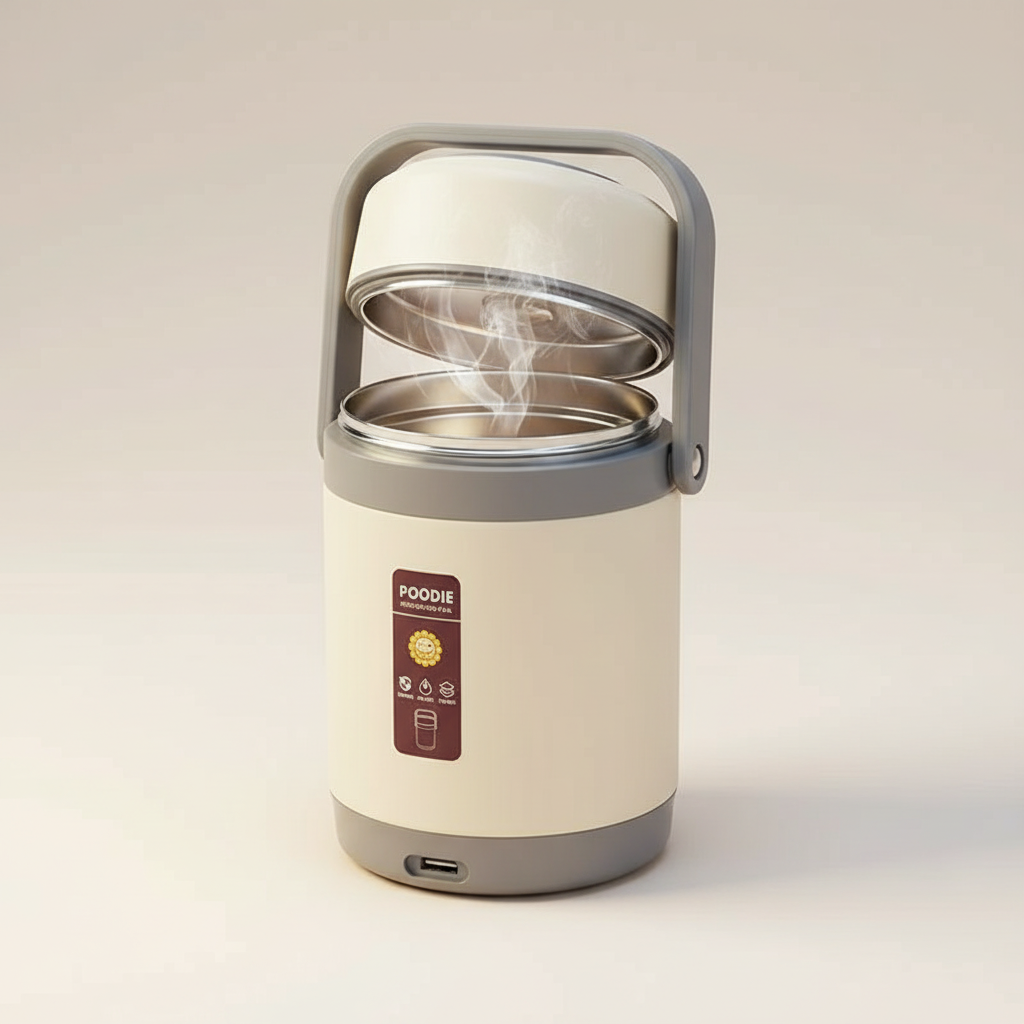 Electric Lunch Box Heated Food Container Stainless Steel with USB Power for Work