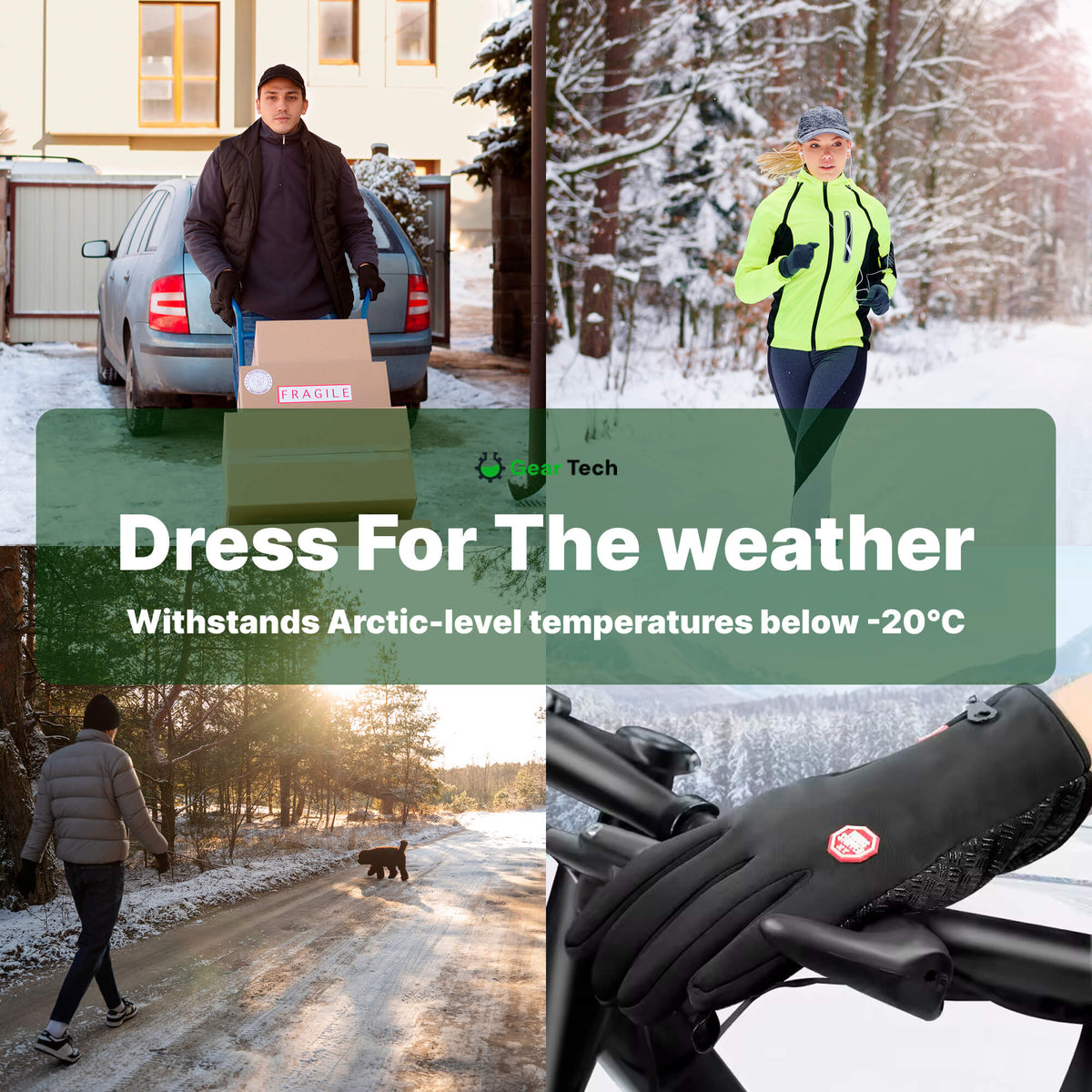 Thermal Gloves Windproof Winter Gloves with Touchscreen Fingertips and Silicone Grip