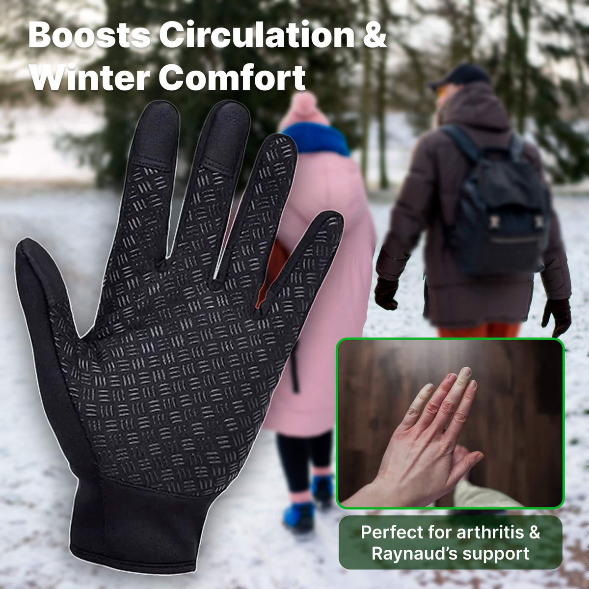 Thermal Gloves Windproof Winter Gloves with Touchscreen Fingertips and Silicone Grip