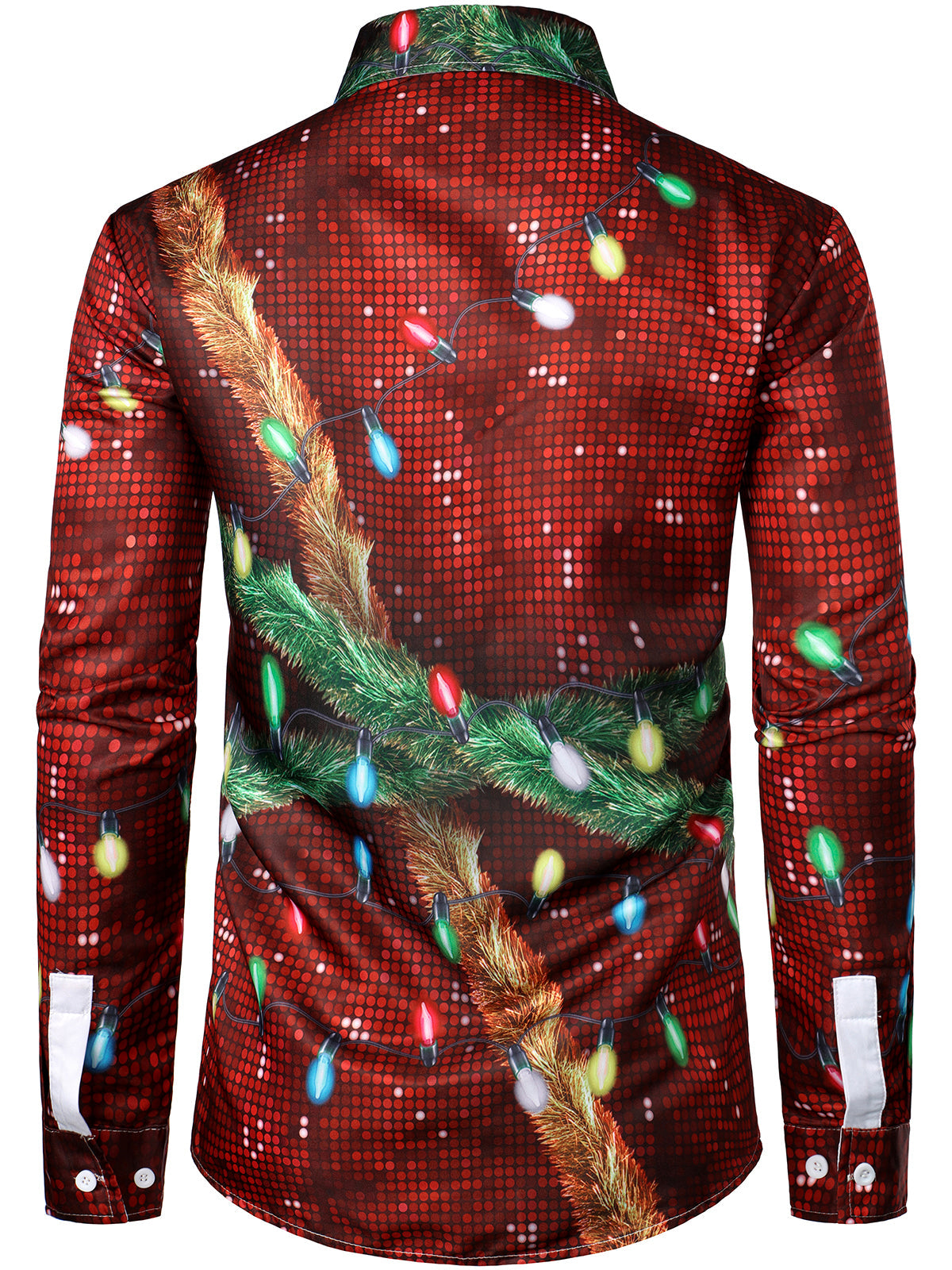 Funny Outfits Christmas Shirt Red Button Front Long Sleeve with Festive Disco Print