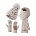 Winter Gloves Hat and Knit Scarf 3 Piece Set for Men and Women with Touchscreen Fingers
