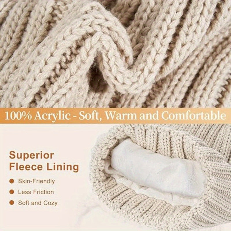 Winter Gloves Hat and Knit Scarf 3 Piece Set for Men and Women with Touchscreen Fingers
