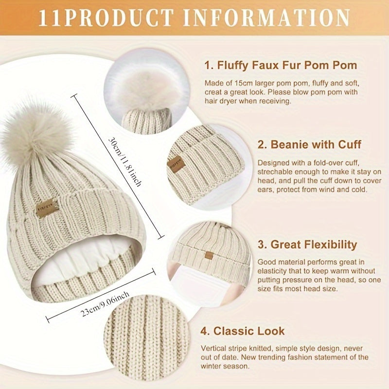 Winter Gloves Hat and Knit Scarf 3 Piece Set for Men and Women with Touchscreen Fingers