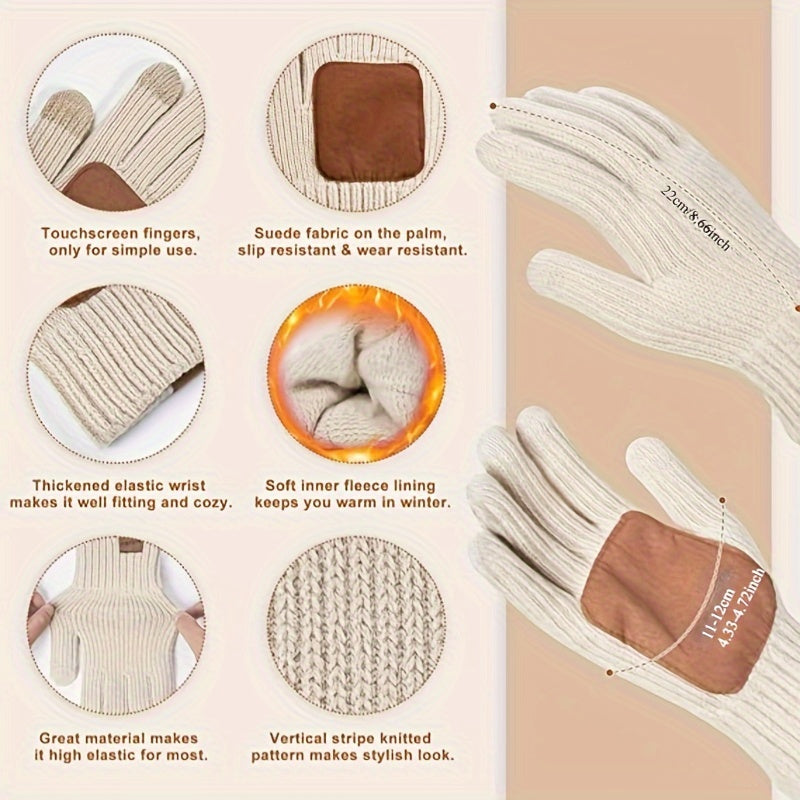 Winter Gloves Hat and Knit Scarf 3 Piece Set for Men and Women with Touchscreen Fingers
