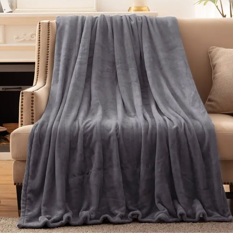 Heated Throw Blanket for Sofa with Handheld Controller and Adjustable Heat Settings