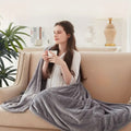 Heated Throw Blanket for Sofa with Handheld Controller and Adjustable Heat Settings