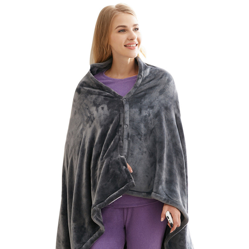 Heated Wearable Blanket for Sofa with Button Front and Soft Fleece Lining for Home