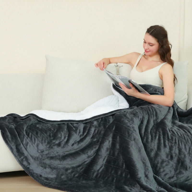 Heated Throw Blanket for Bed and Sofa Fleece Throw with Steady Adjustable Warmth