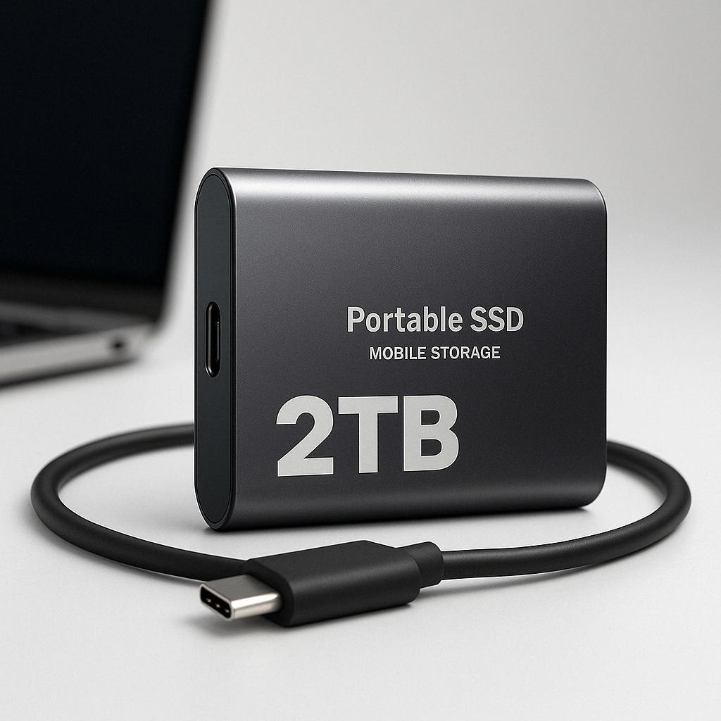 2TB SSD External Portable Solid State Drive for Fast File Storage and Transfer