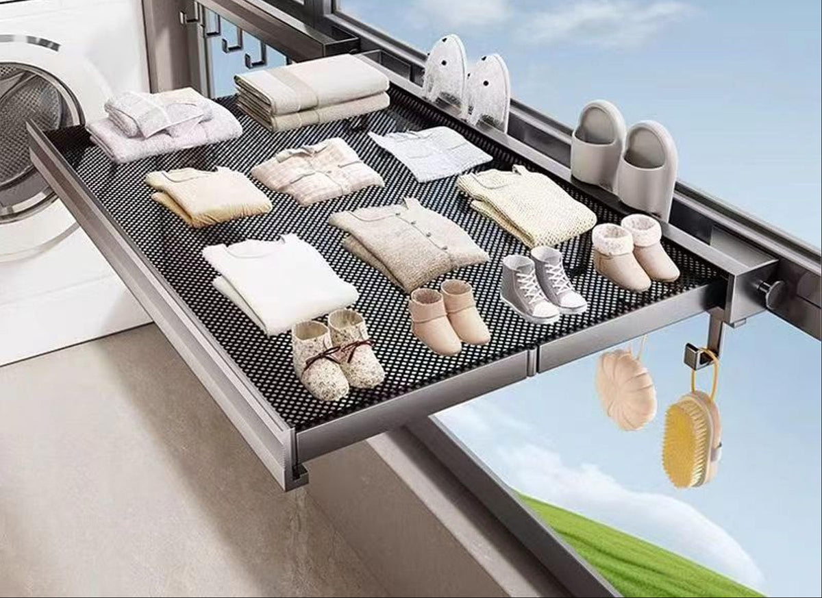 Folding Wall Mounted Clothes Clothes Airer with Suction Cups for Socks and Underwear