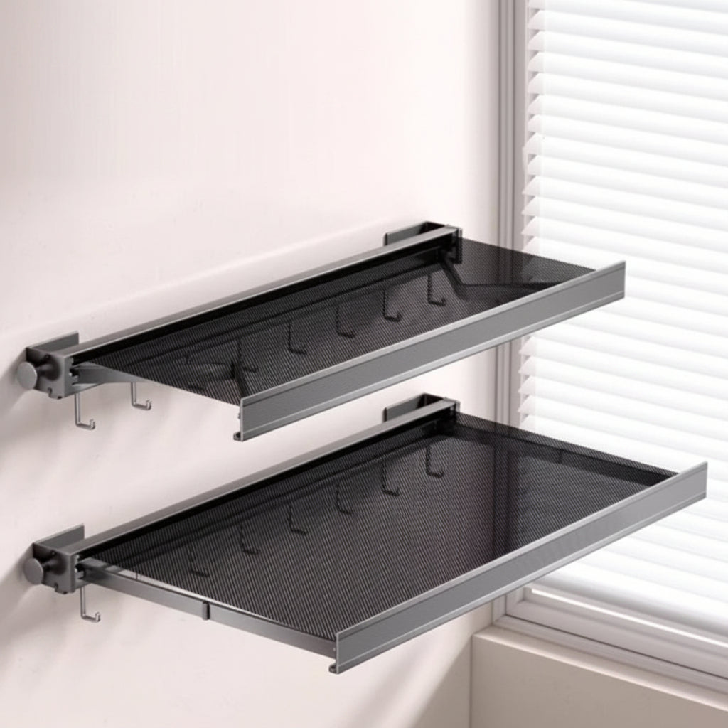 Folding Wall Mounted Clothes Clothes Airer with Suction Cups for Socks and Underwear