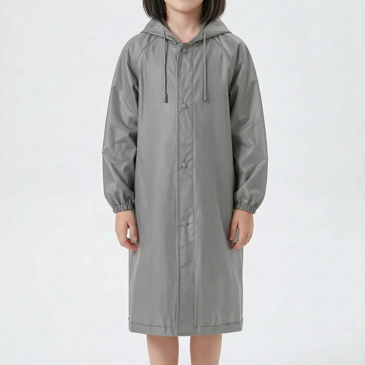 Kids Raincoat Lightweight Semi Transparent Hooded Rain Jacket with Elastic Cuffs