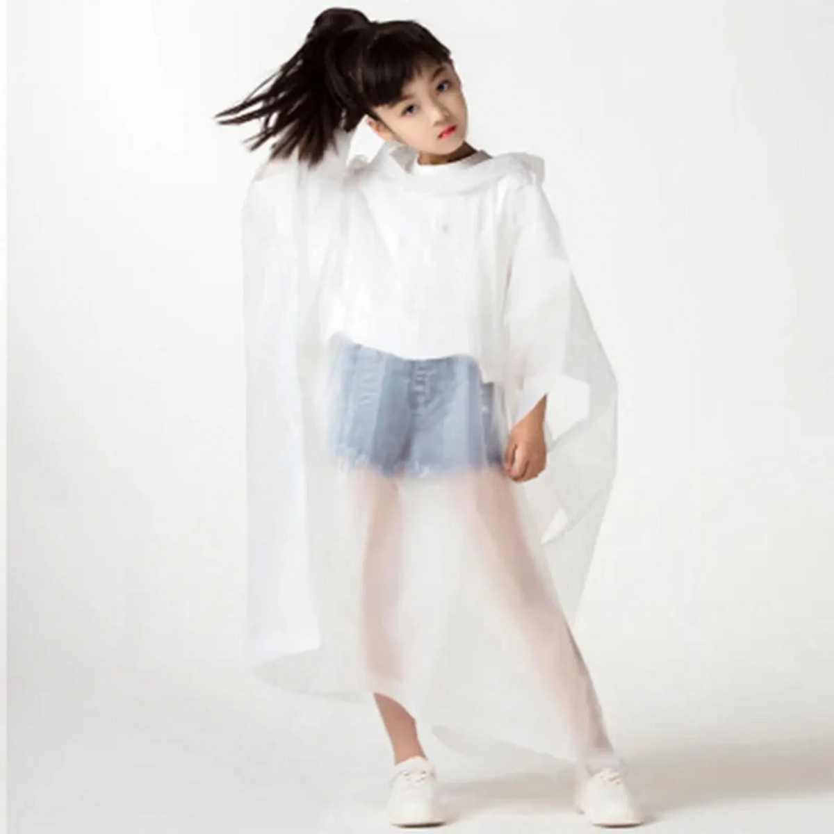 Kids Raincoat Lightweight Hooded Rain Jacket That Folds Flat for Bags and Day Trips