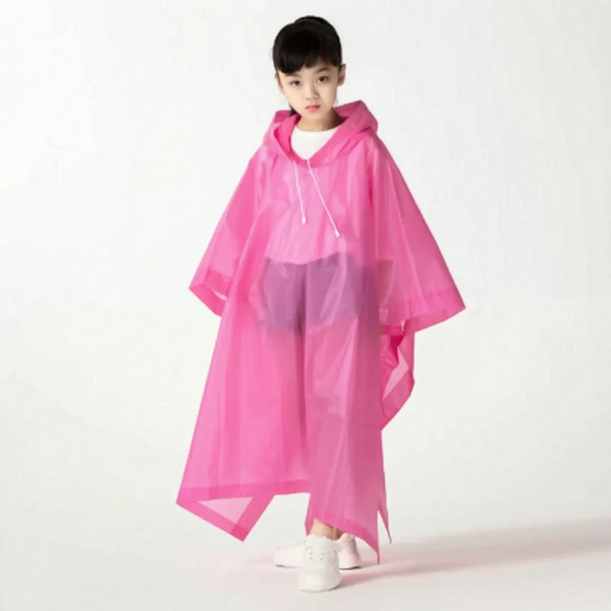 Kids Raincoat Lightweight Hooded Rain Jacket That Folds Flat for Bags and Day Trips