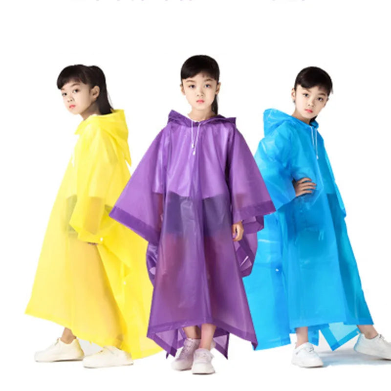 Kids Raincoat Lightweight Hooded Rain Jacket That Folds Flat for Bags and Day Trips