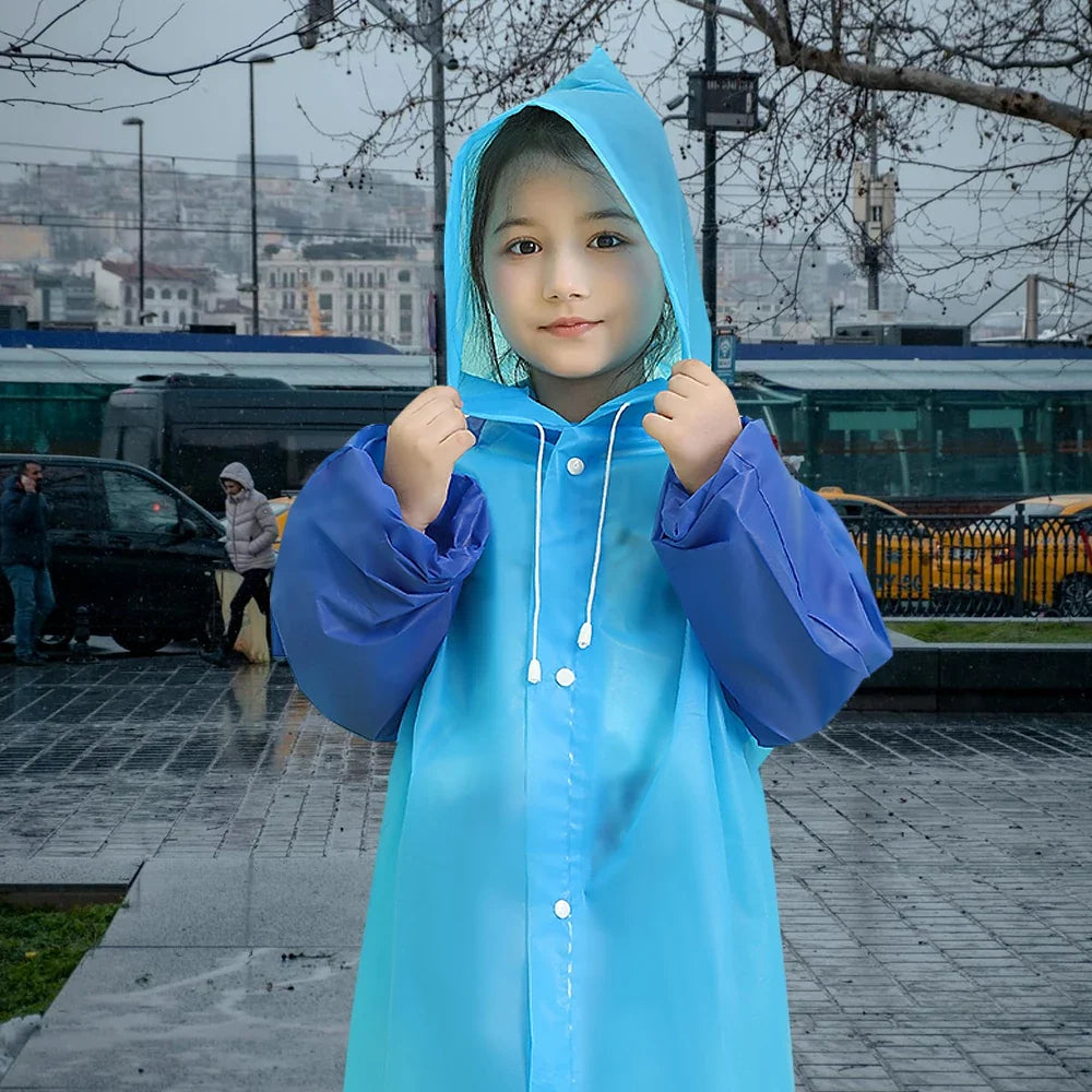 Boys Raincoat Reusable All In One Kids Rain Suit with Hood for Daily School Wear