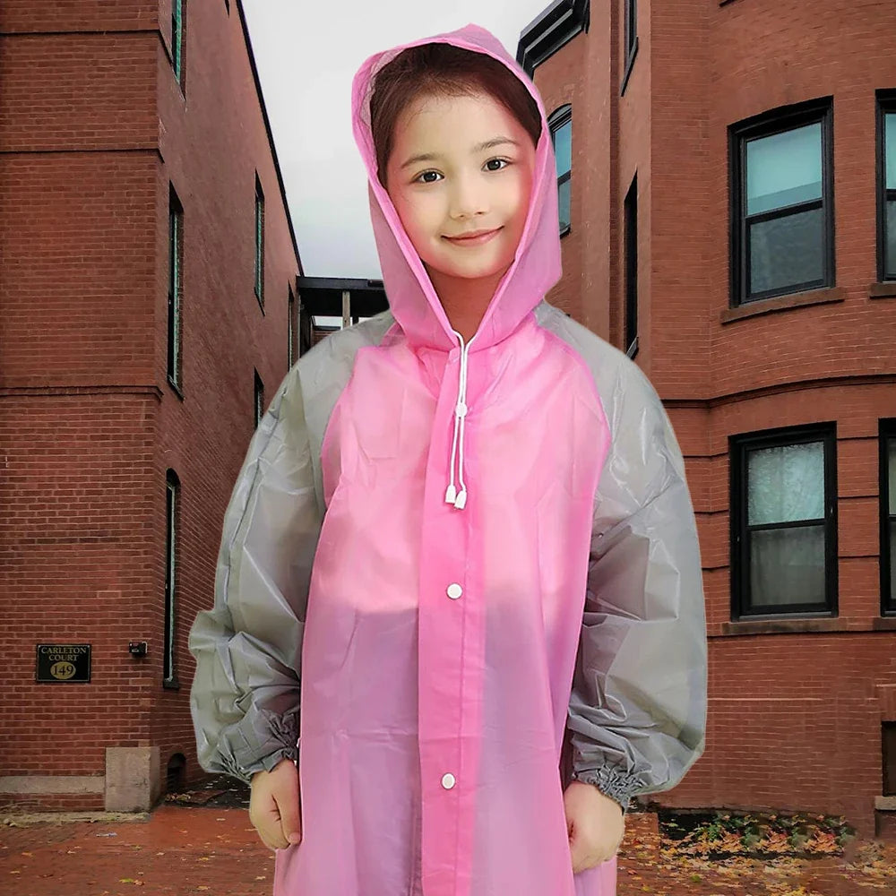 Boys Raincoat Reusable All In One Kids Rain Suit with Hood for Daily School Wear