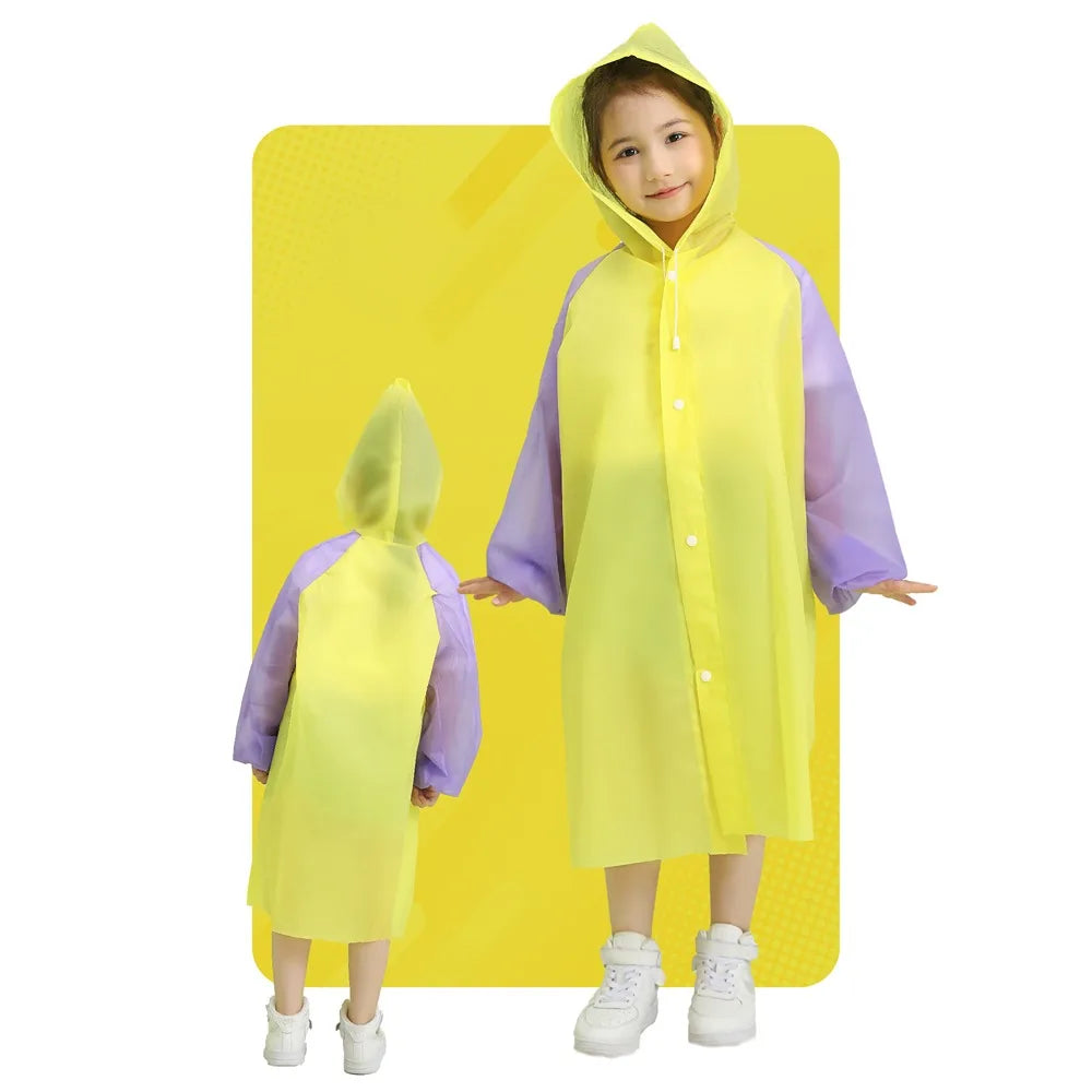 Boys Raincoat Reusable All In One Kids Rain Suit with Hood for Daily School Wear