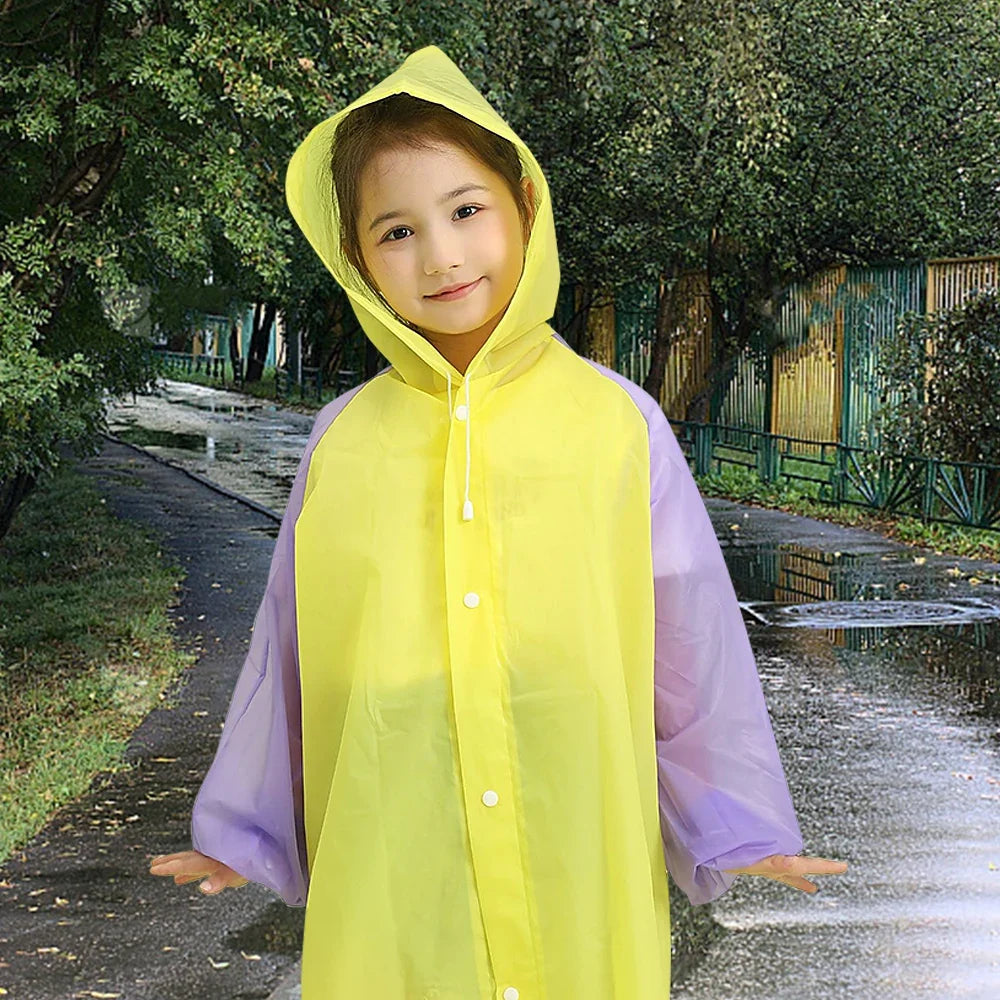 Boys Raincoat Reusable All In One Kids Rain Suit with Hood for Daily School Wear