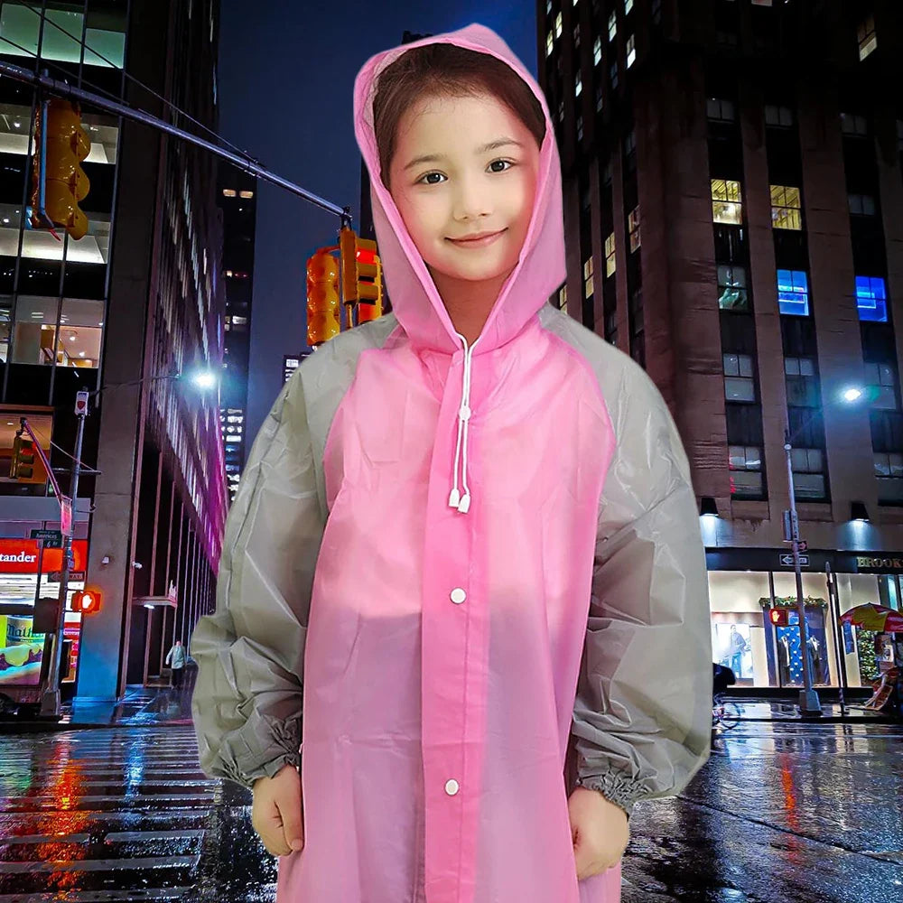 Boys Raincoat Reusable All In One Kids Rain Suit with Hood for Daily School Wear