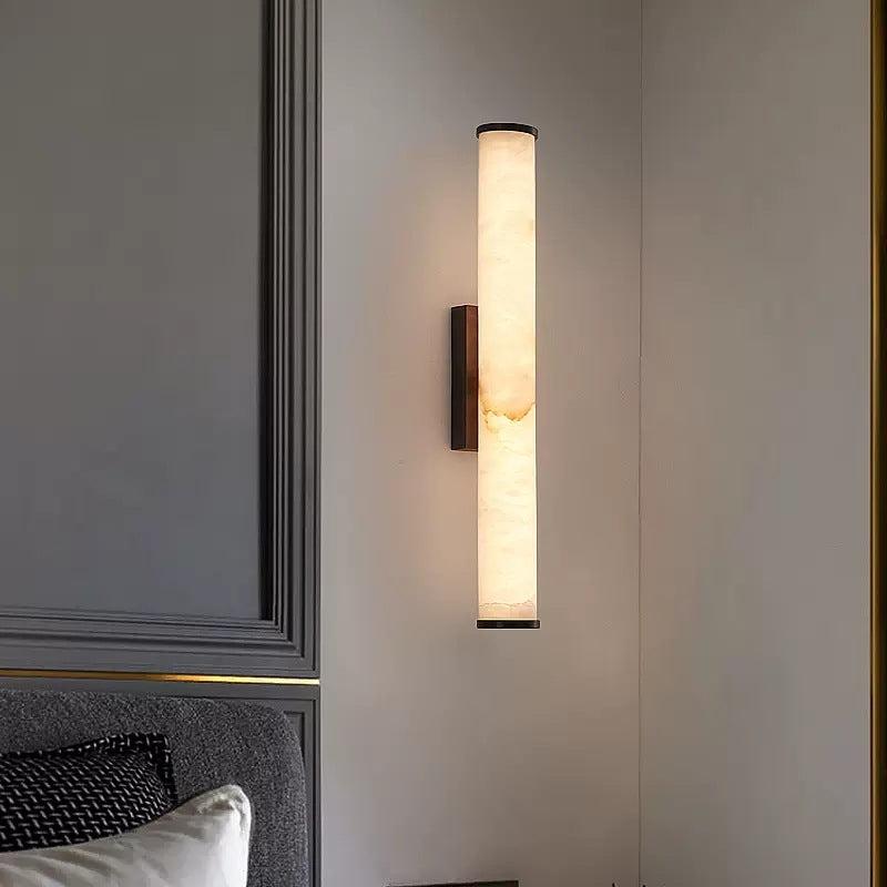 Office Lamp Marble Effect Wall Sconce LED with Copper Detail for a Minimalist Study Desk