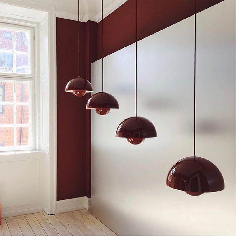 Nordic Dome Pendant Ceiling Lights with Warm or White Option in Six Colors