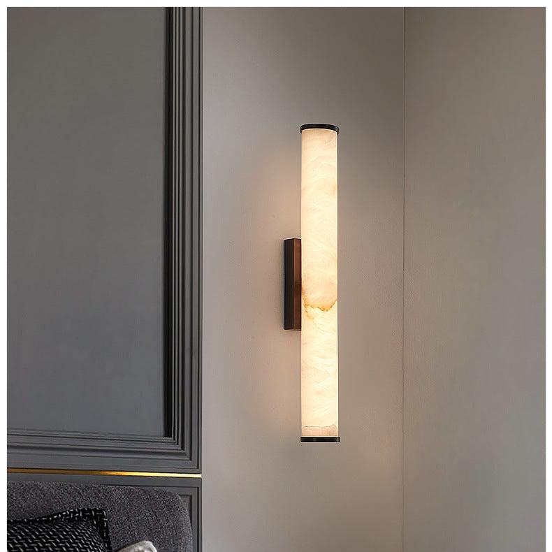 Office Lamp Marble Effect Wall Sconce LED with Copper Detail for a Minimalist Study Desk