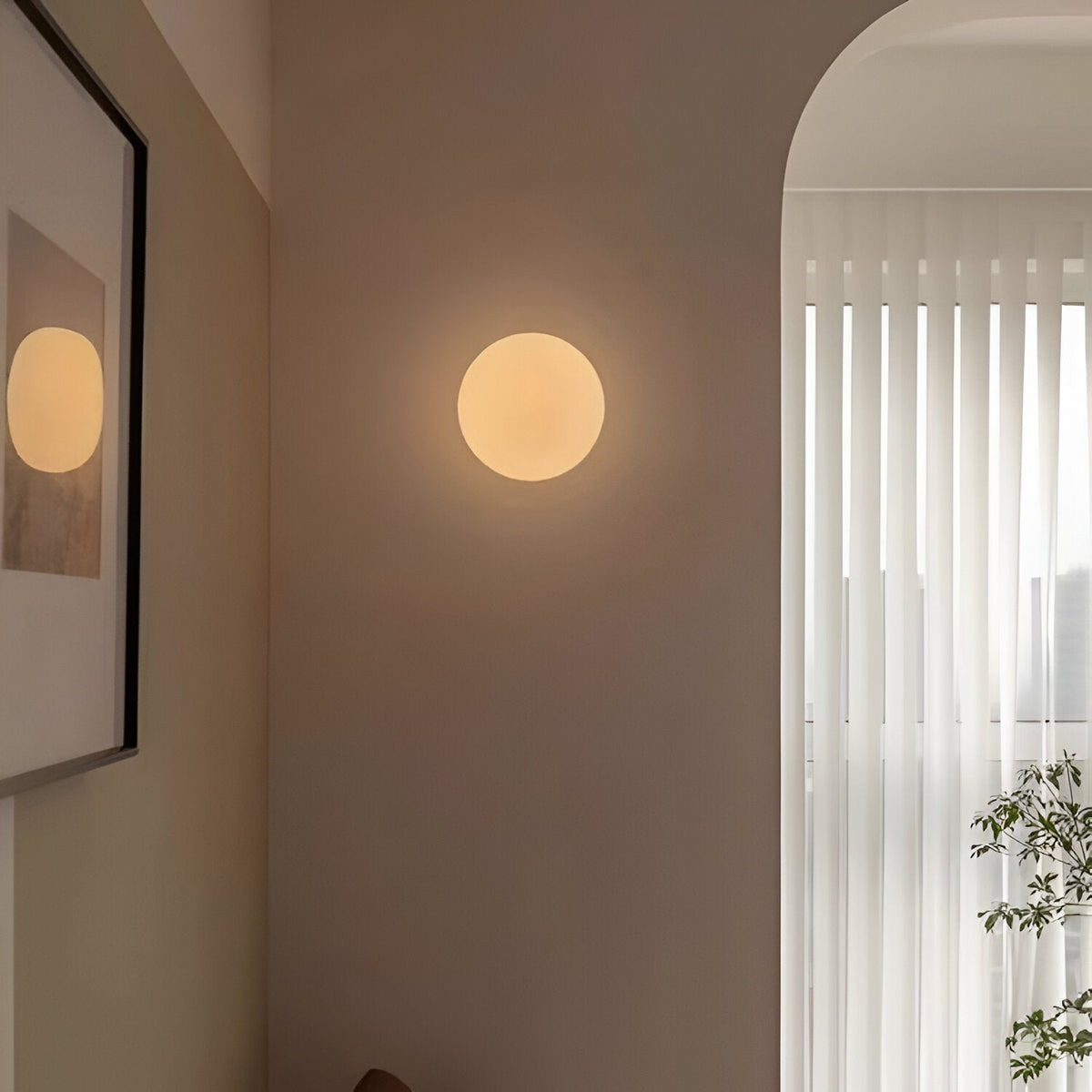 Office Lamp Round Glass Wall Light LED with Metal Base and G9 Bulb for Study and Hallway