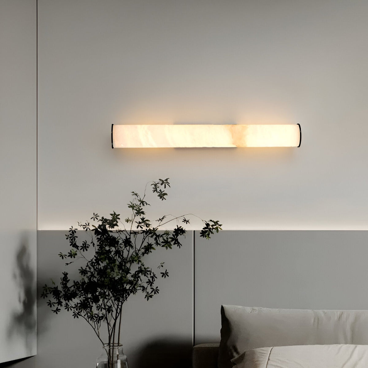 Office Lamp Marble Effect Wall Sconce LED with Copper Detail for a Minimalist Study Desk