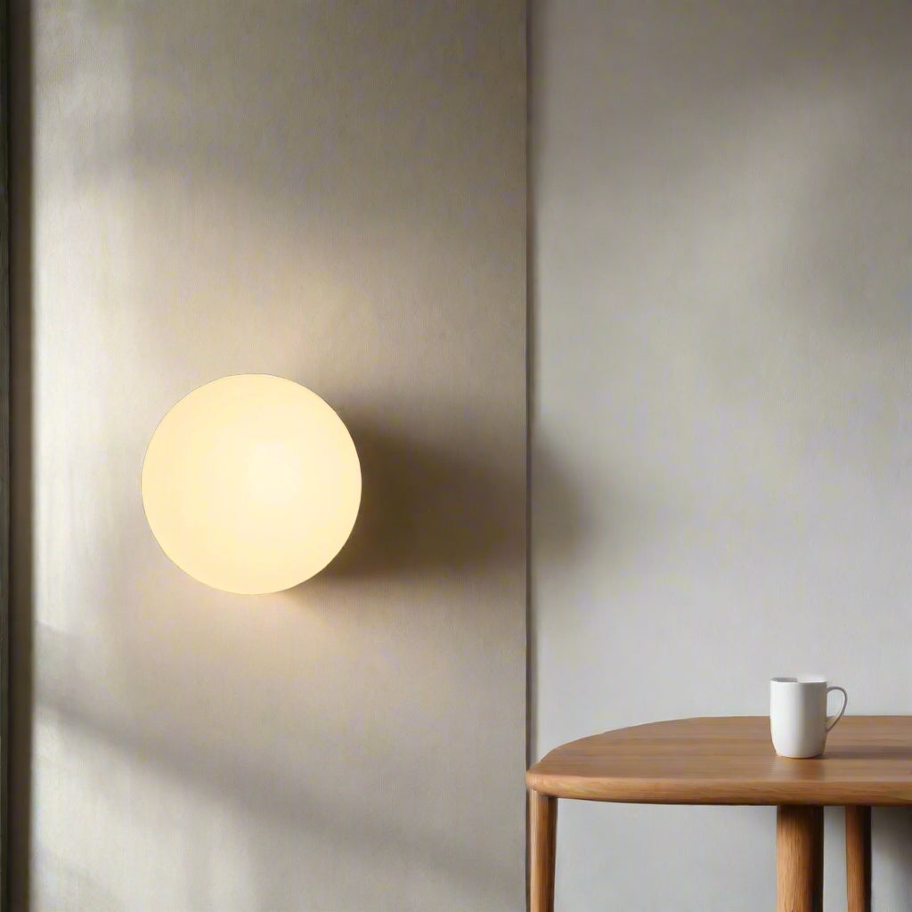 Office Lamp Round Glass Wall Light LED with Metal Base and G9 Bulb for Study and Hallway