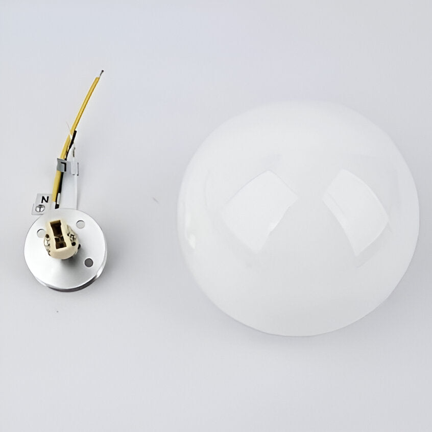 Office Lamp Round Glass Wall Light LED with Metal Base and G9 Bulb for Study and Hallway