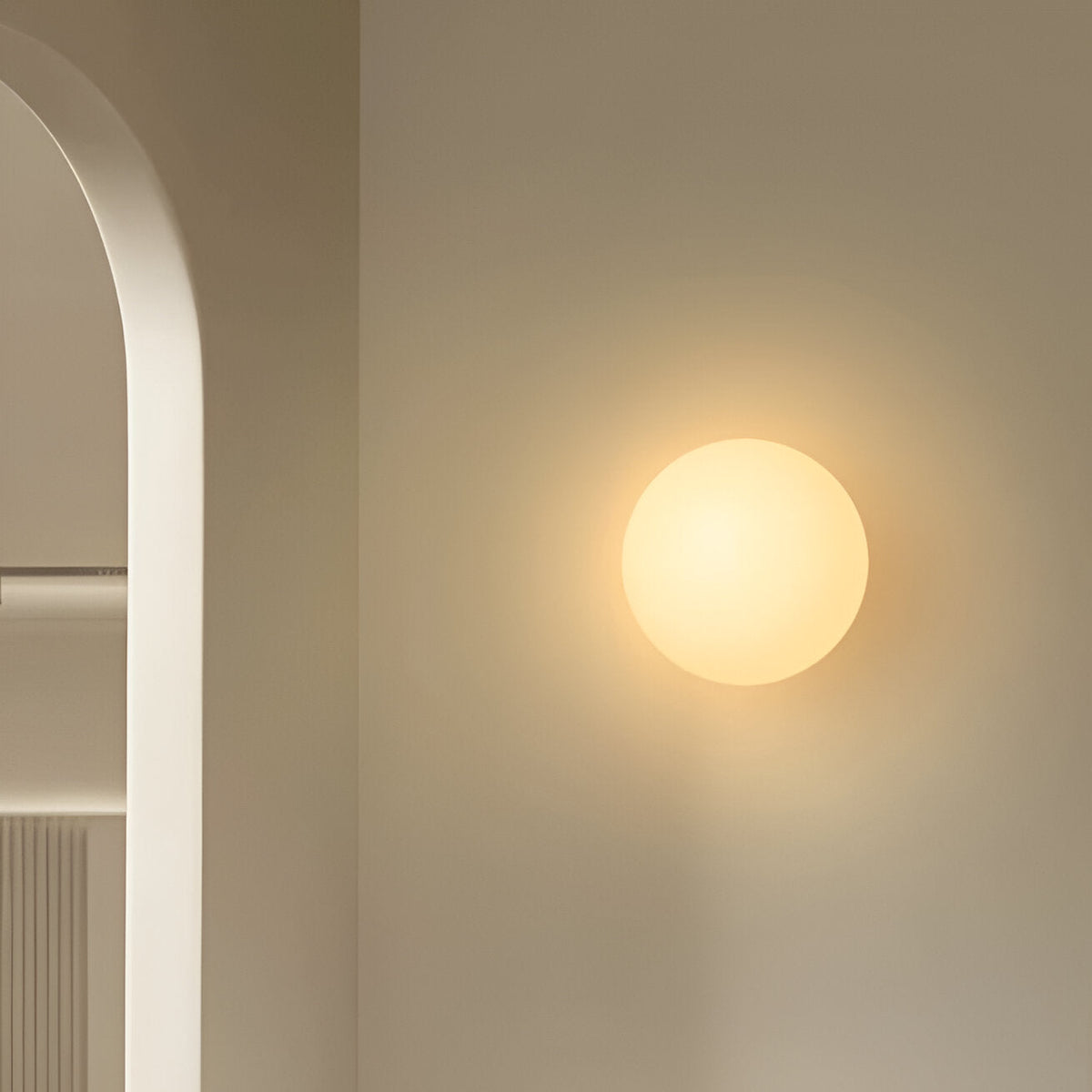Office Lamp Round Glass Wall Light LED with Metal Base and G9 Bulb for Study and Hallway
