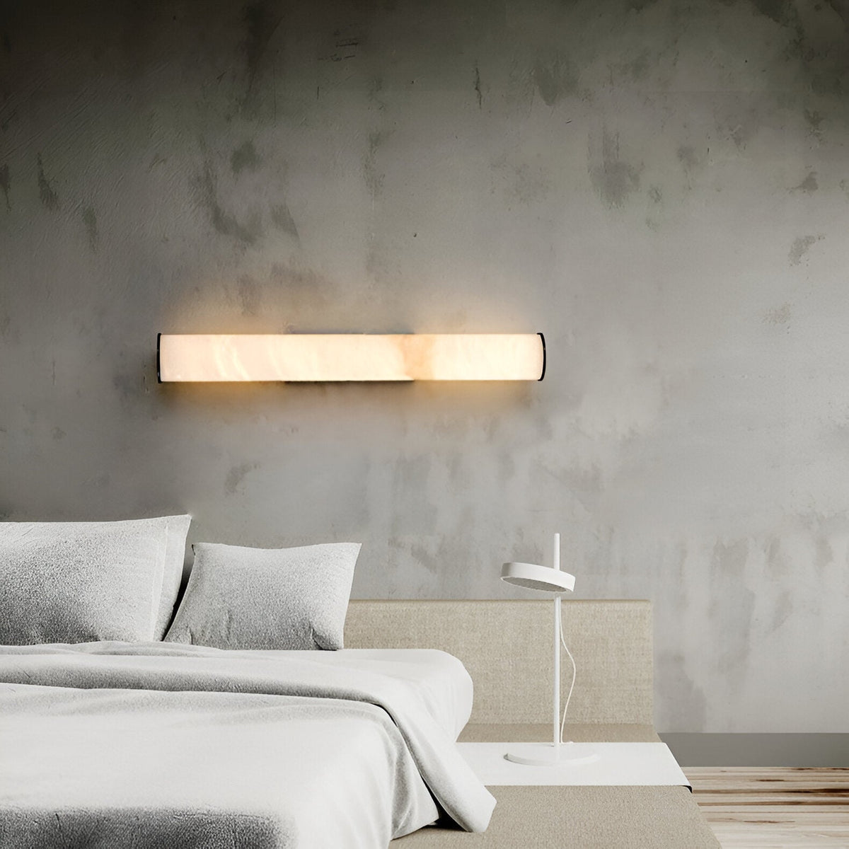 Office Lamp Marble Effect Wall Sconce LED with Copper Detail for a Minimalist Study Desk