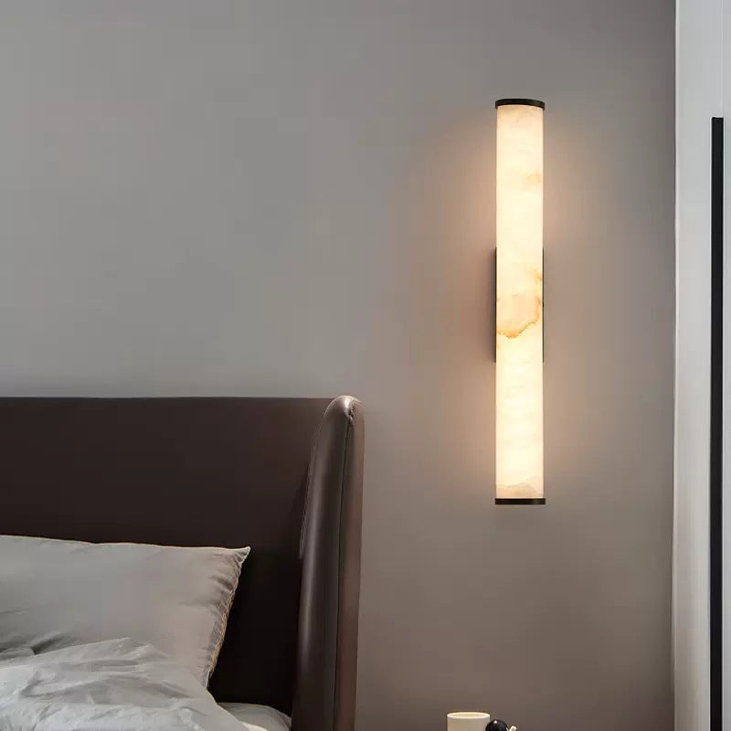 Office Lamp Marble Effect Wall Sconce LED with Copper Detail for a Minimalist Study Desk