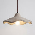 Cement Pendant Light Organic Wavy Shade Hanging Ceiling Lamp with Warm White Exposed Bulb