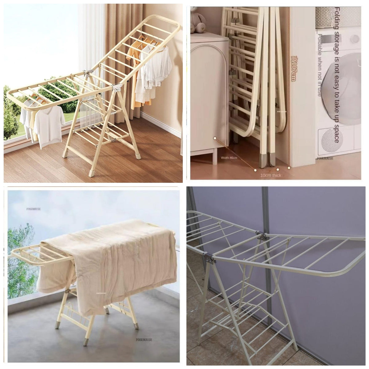 Outdoor Clothes Drying Rack Foldable Winged Airer for Balcony and Garden Use