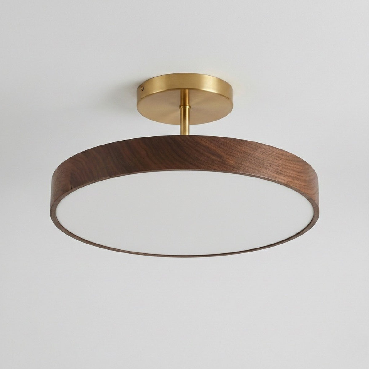 Round Ceiling Light Japanese Minimalist LED Flush Mount with Wide Drum Shade and Diffuser