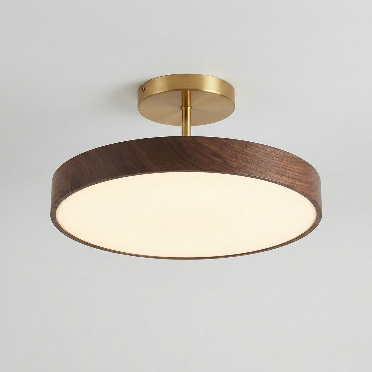 Round Ceiling Light Japanese Minimalist LED Flush Mount with Wide Drum Shade and Diffuser