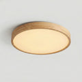 Scandinavian Wood Ceiling Light Round LED Flush Mount with Framed Diffuser