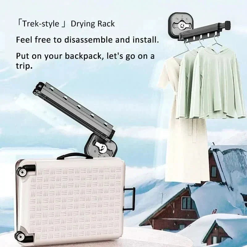 Clothes Drying Rack Wall Mounted Tri Fold Airer with 15 Windproof Hanging Holes