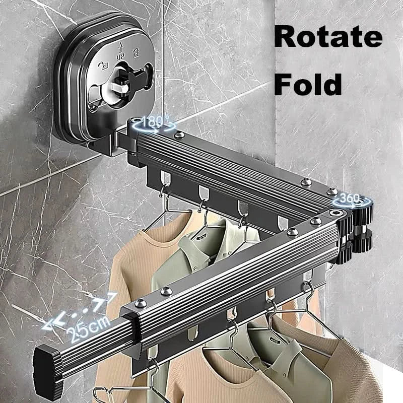 Clothes Drying Rack Wall Mounted Tri Fold Airer with 15 Windproof Hanging Holes