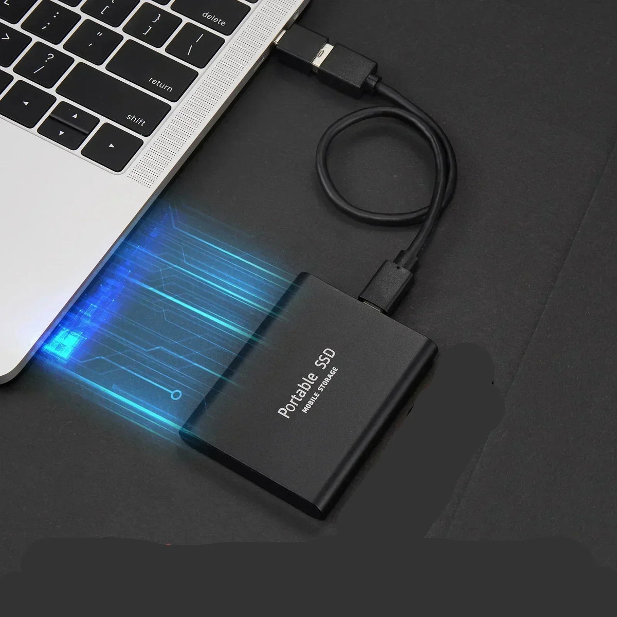 External SSD Drive Slim Portable File Storage for Desk Bag and Everyday Carry