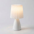 Scandinavian Ceramic Table Lamp with Pleated Shade and Tapered Base for Bedside