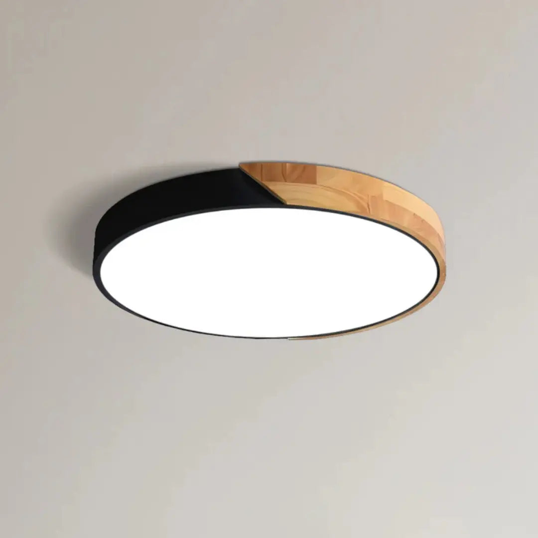 Natural Light Lamp Scandinavian Wooden LED Ceiling Flush Mount for Bedroom and Hallway