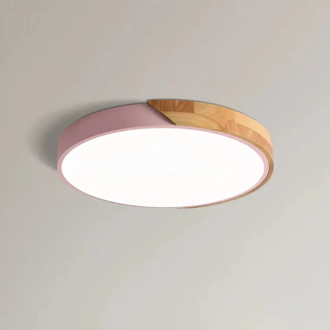 Natural Light Lamp Scandinavian Wooden LED Ceiling Flush Mount for Bedroom and Hallway