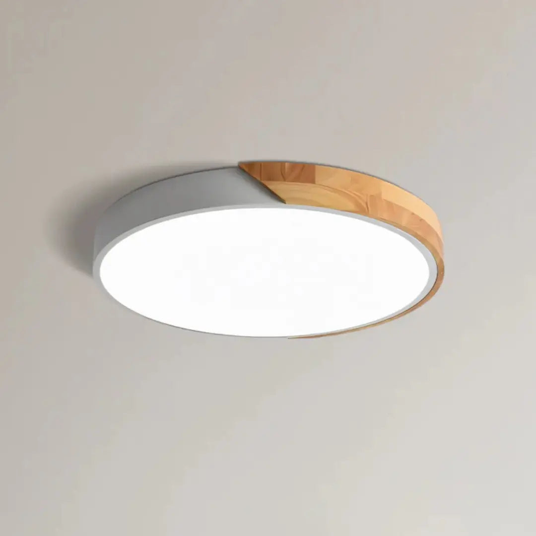 Natural Light Lamp Scandinavian Wooden LED Ceiling Flush Mount for Bedroom and Hallway